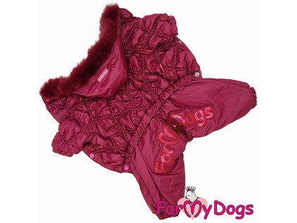 Zateplený obleček pro fenky – zimní overal BURGUNDY
