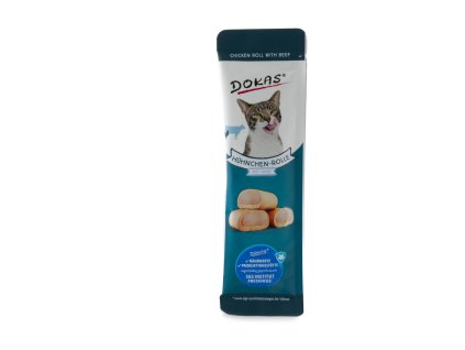 Pamlsky pro kočky – DOKAS kuřecí rolky s náplní z hovězího a tuňáka