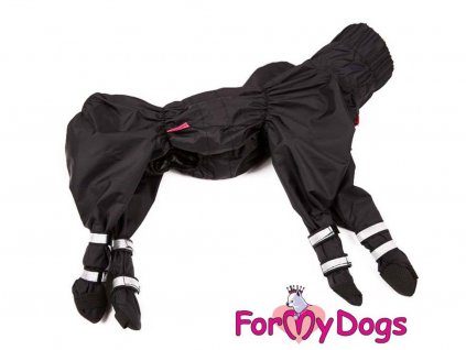 Černá pláštěnka pro psy FMD, včetně botiček