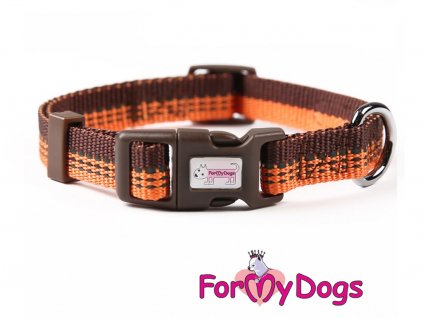 Obojky pro psy –  hnědo-oranžový obojek z kolekce ForMyDogs BROWN/ORANGE