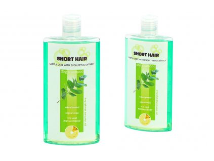 Šampón TOMMI s eukalyptovým extraktem pro psy s rovnou a krátkou srstí. Objem 250 ml.