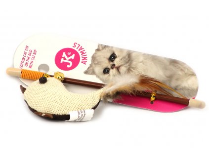 Oblíbená hra pro kočky – udice s hračkou ve tvaru ptáčka s dlouhými pírky. Hračka je plněná kvalitním catnipem, délka cca 20 cm.