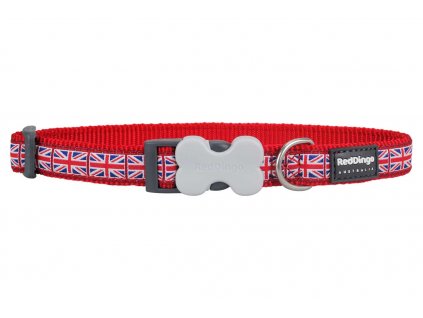 Obojek pro psa RED DINGO – Union Jack Flag on Red