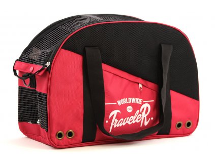 Praktická přepravní taška na psy v precizním provedení a designu BOBBY. Síťovaná vrchní strana, větrací otvory, vyjímatelná podložka. Barva červená.