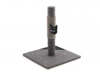 Jednoduché škrábadlo pro kočky ve stylovém šedém designu se zavěšenou hračkou. Škrábadlo má sisalový oplet, rozměry 30 × 30 × 37 cm, průměr sloupku 5 cm.