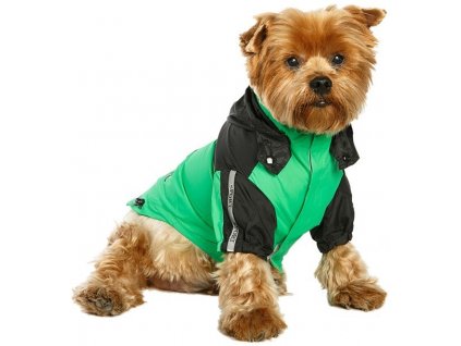 Nepromokavá bunda pro psy a fenky, zelená s černou