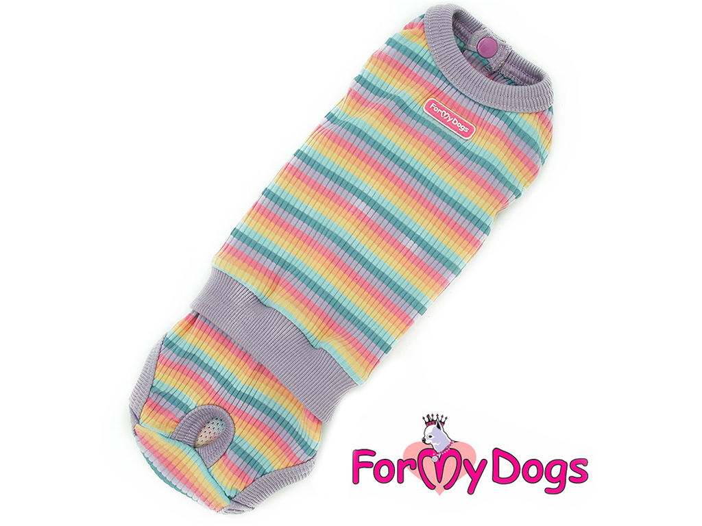 FOR MY DOGS Hárací overal pro fenky LILAC IN STRIPE, Velikost: 14/M
