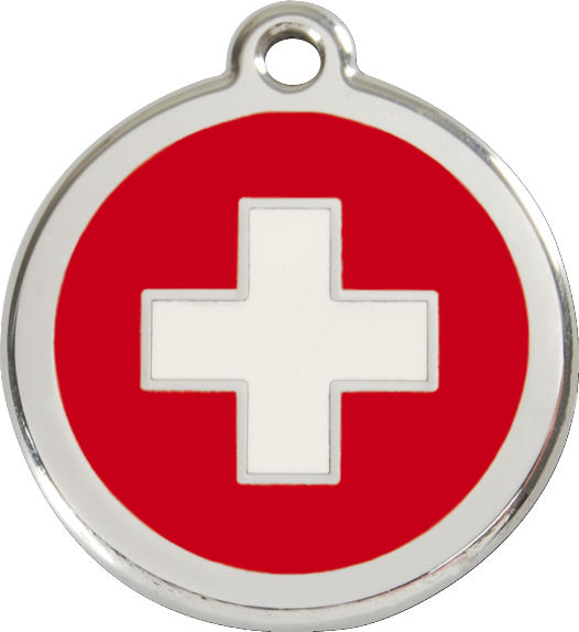 RED DINGO Známka s rytím Švýcarský kříž 37 mm Počet řádků: 2 řádky textu