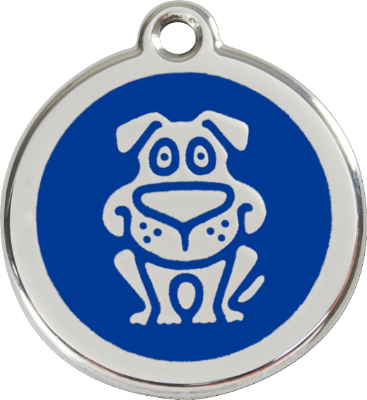 Známka velká – modrý pes, s rytím 2 řádky textu