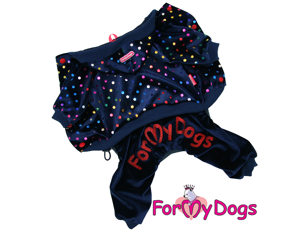 FOR MY DOGS Overal COLOURFUL DOTS, Modrý, Velikost: 18/XL