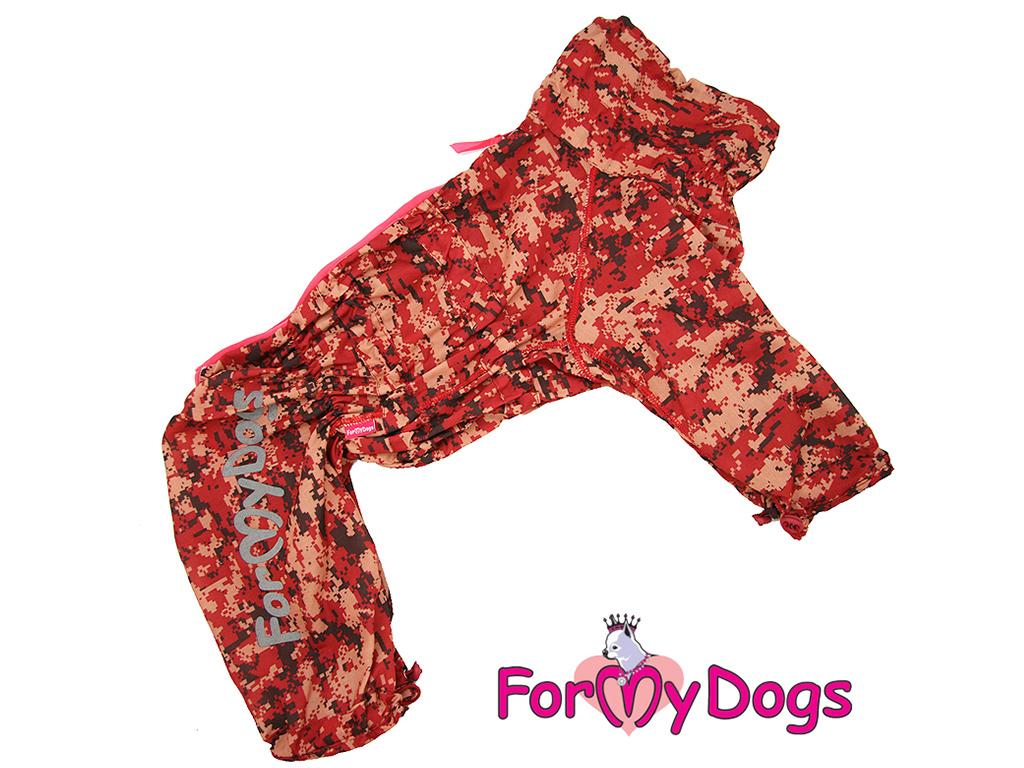 FOR MY DOGS Overal pro fenky větších plemen MILITARY, CAMO červený, Velikost: A3