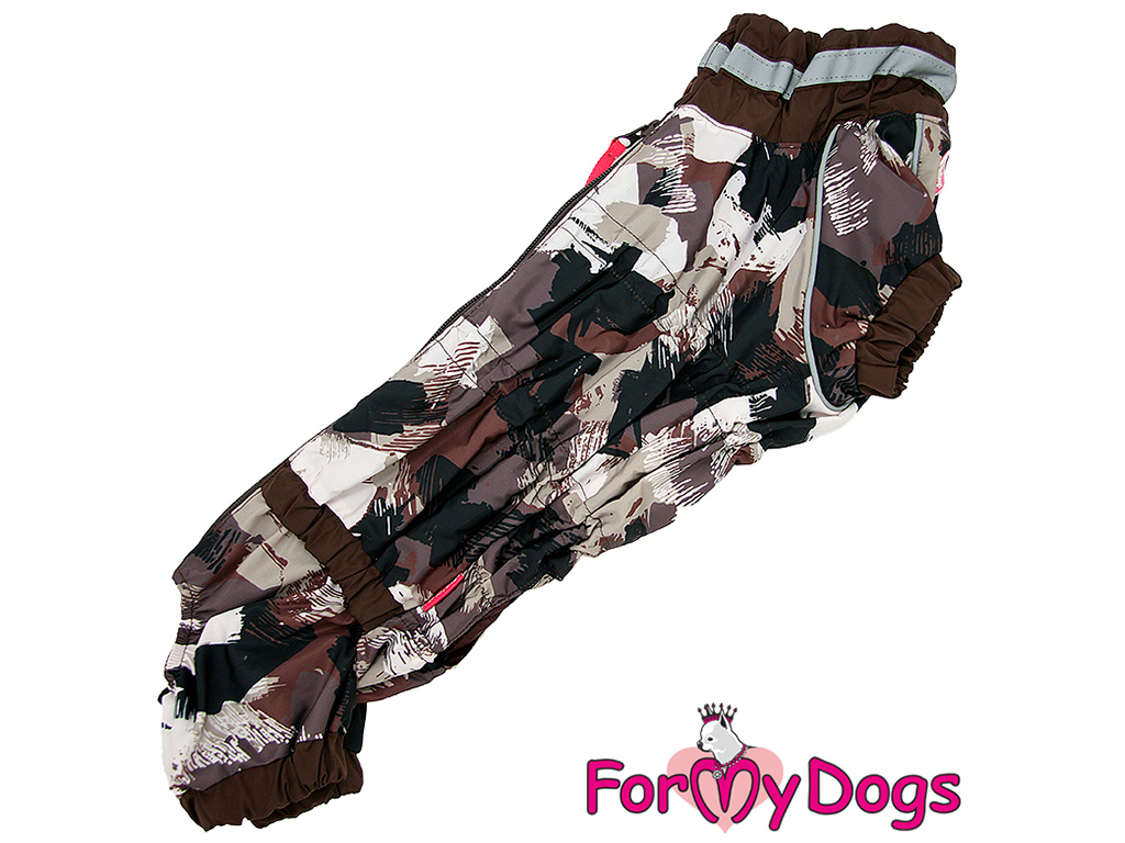 FOR MY DOGS Obleček – pláštěnka BROWN CAMOUFLAGE, hnědá Velikost: TM1