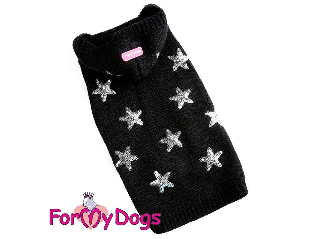 FOR MY DOGS Obleček – svetr FMD SILVER STARS, černý Velikost: 18/XL–20/XXL