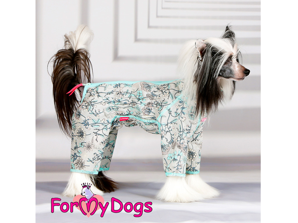 FOR MY DOGS Overal DUSTER GREY FLOWERS, Velikost: 14/M