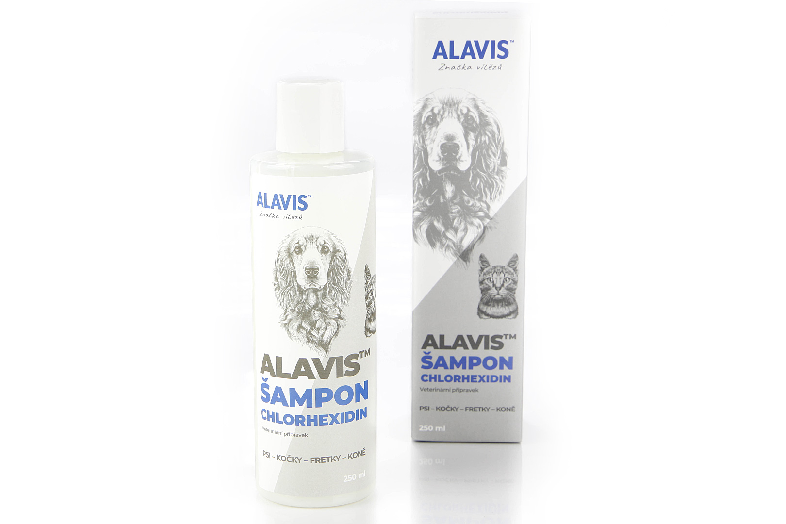 ALAVIS CHLORHEXIDIN šampon pro psy, kočky, fretky, koně, 250 ml