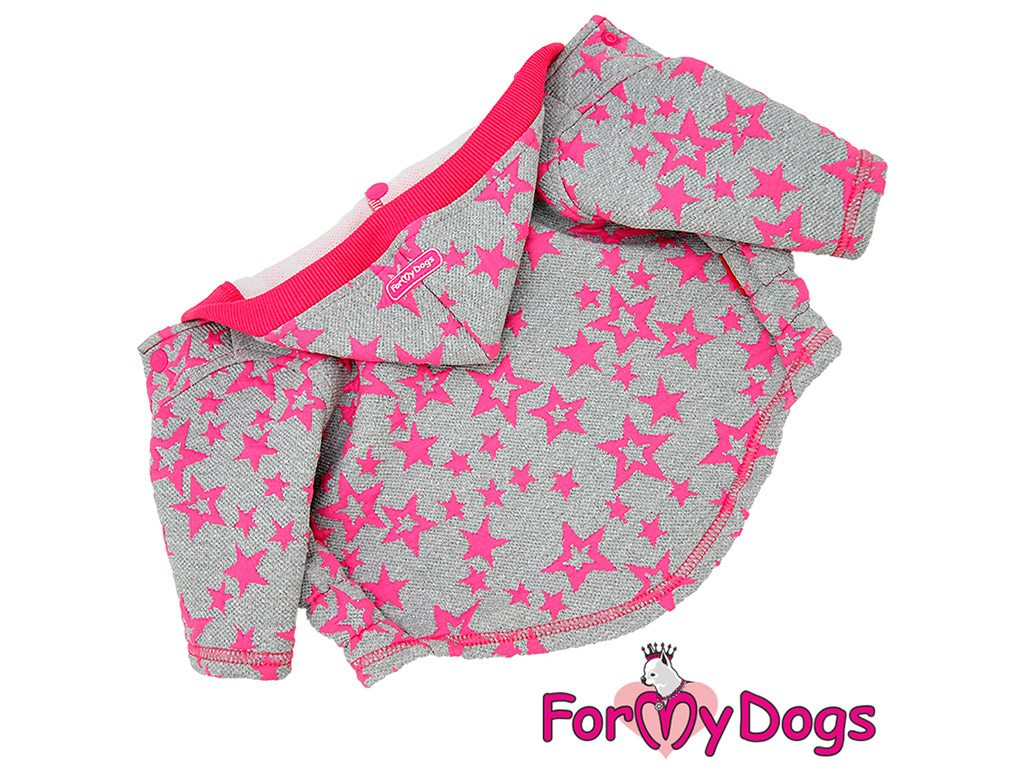 FOR MY DOGS mikina PINK STARS, šedo-růžová Velikost: 10/XS