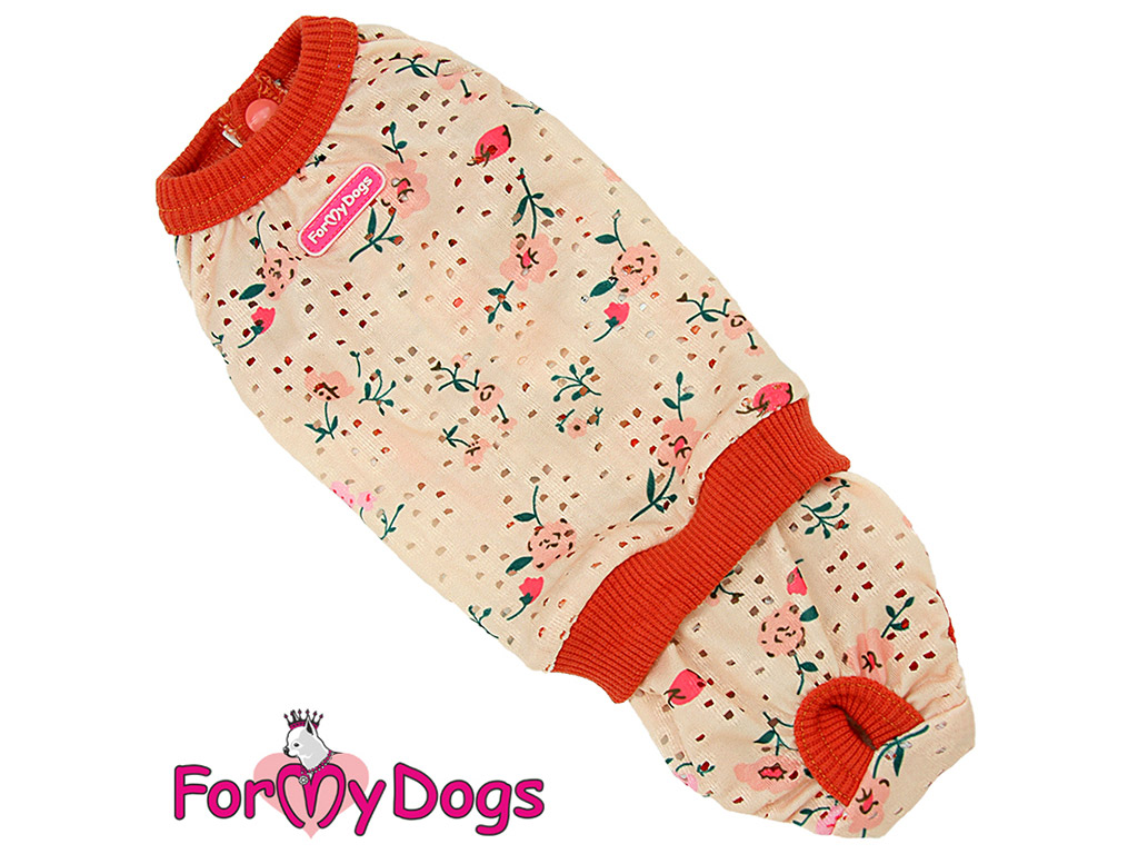 FOR MY DOGS Hárací overal PEACH FLOWER Velikost: 16/L
