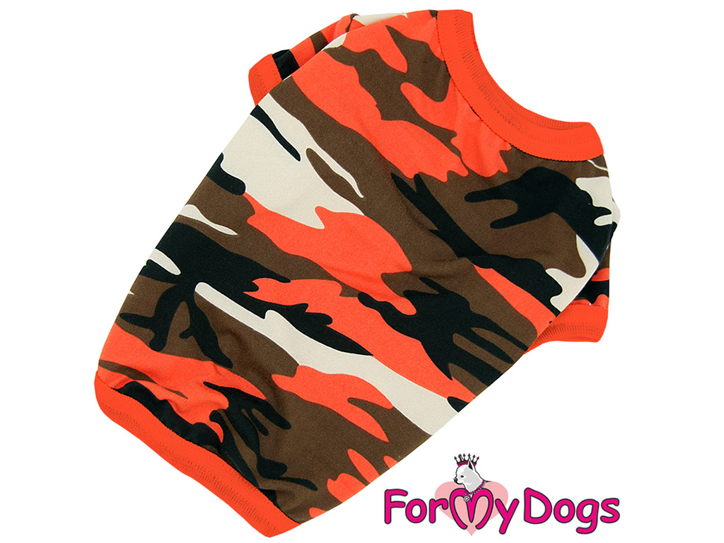 FOR MY DOGS Tričko ORANGE CAMOUFLAGE, oranžové Velikost: 10/XS