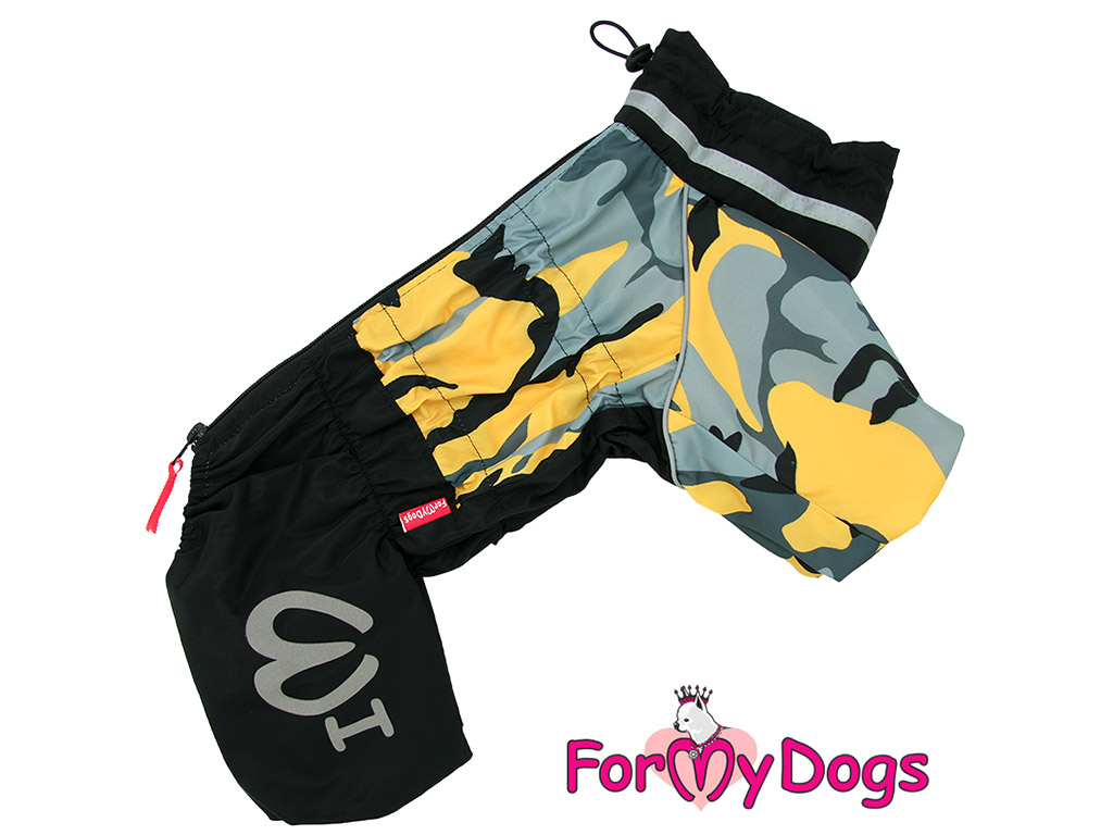 FOR MY DOGS pláštěnka YELLOW CAMOUFLAGE, černo-žlutá/CAMO Velikost: 22/XXXL