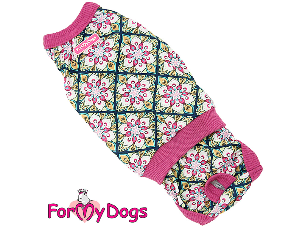 FOR MY DOGS Hárací overal PINK ORNAMENTS Velikost: 10/XS