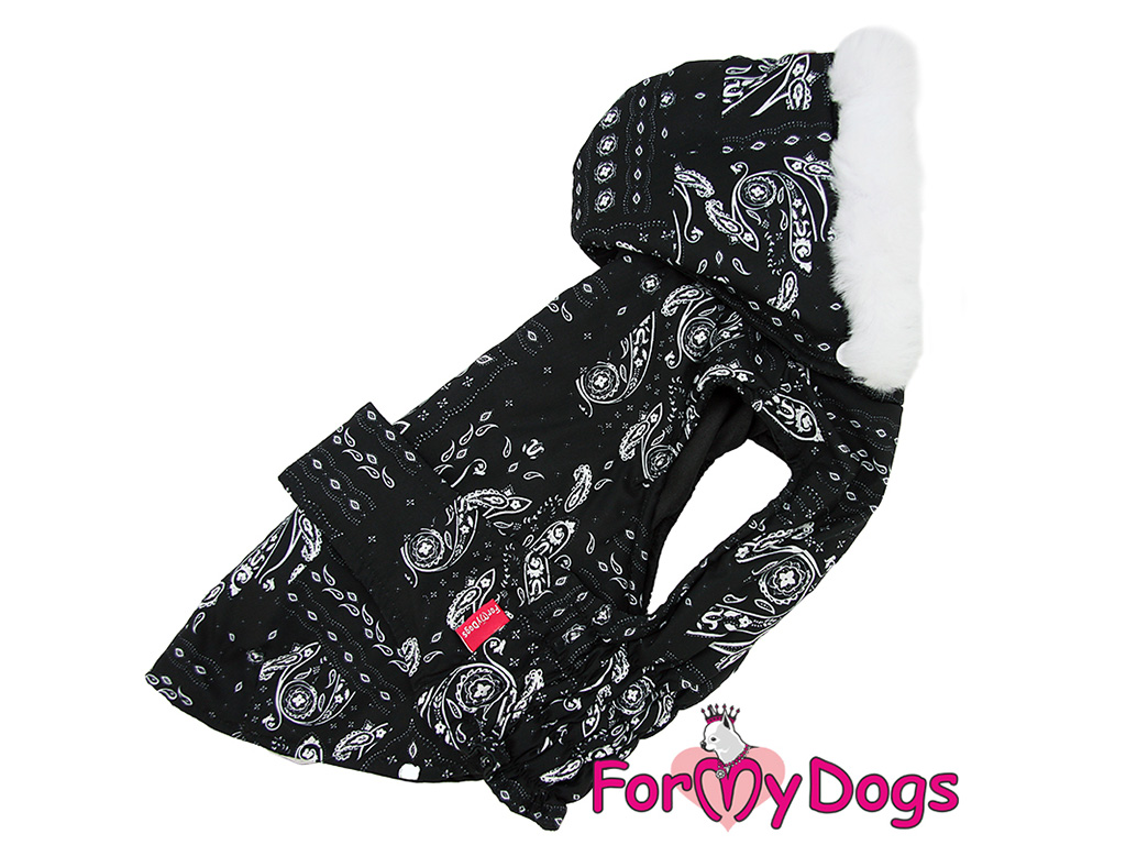 FOR MY DOGS Zimní bunda BLACK PATCHWORK, černá Velikost: 18/XL