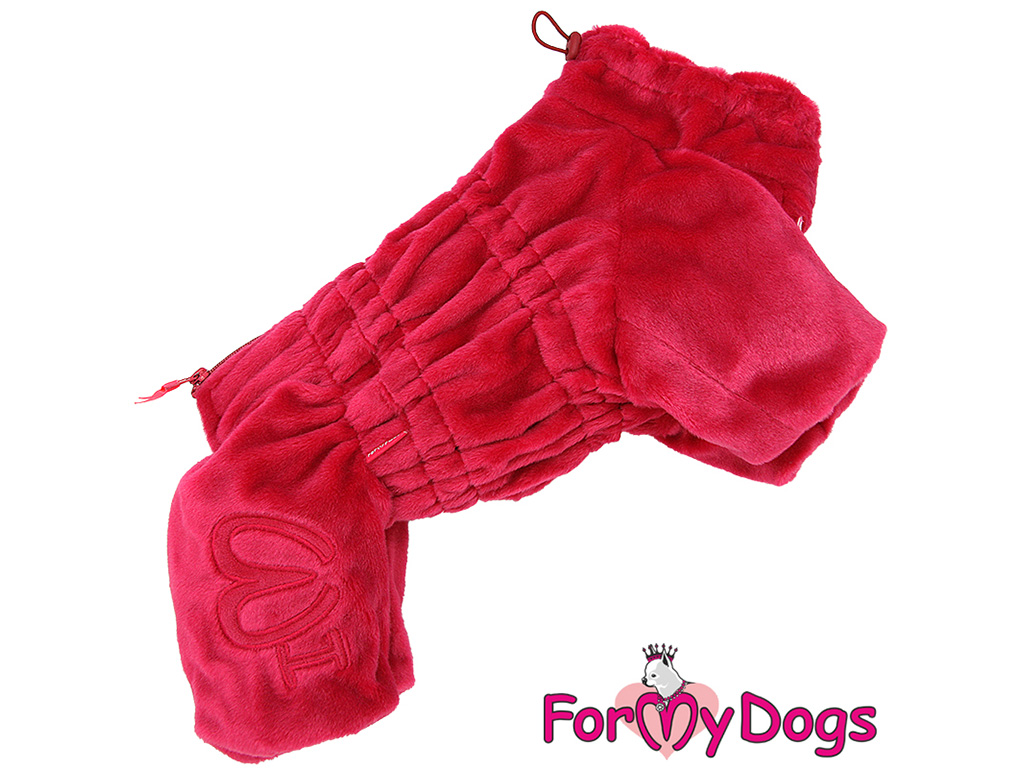 FOR MY DOGS Overal FUR COAT, červený, Velikost: 10/XS