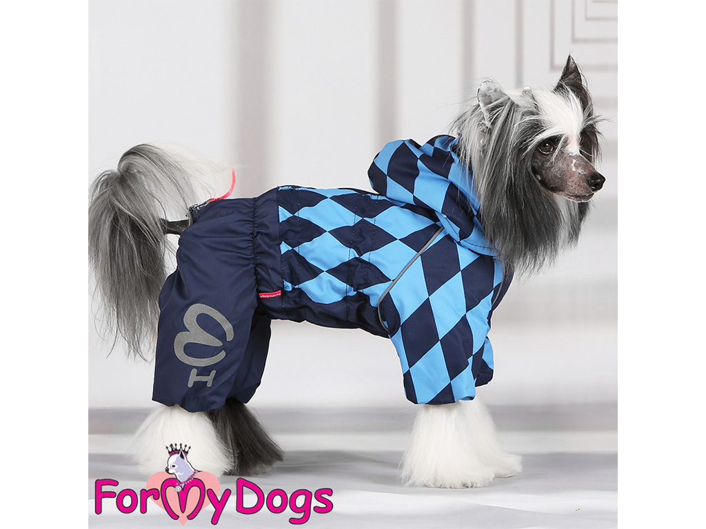 FOR MY DOGS Overal HARLEQUIN, modrý, 18/XL