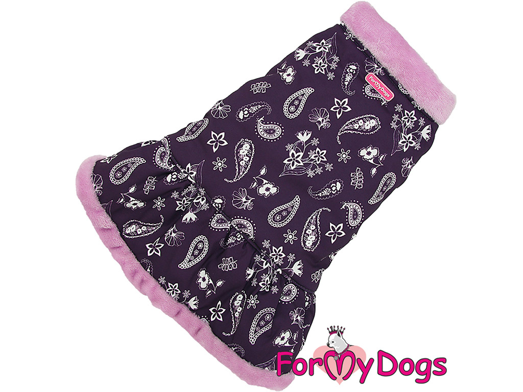 FOR MY DOGS Zimní bunda PURPLE ORNAMENT, fialová Velikost: 20/XXL