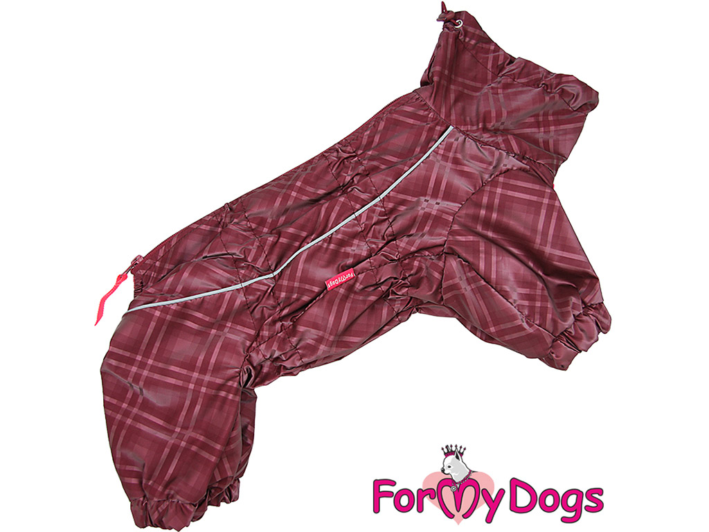 FOR MY DOGS pláštěnka BURGUNDY TARTAN, burgundská červeň Velikost: 22/XXXL