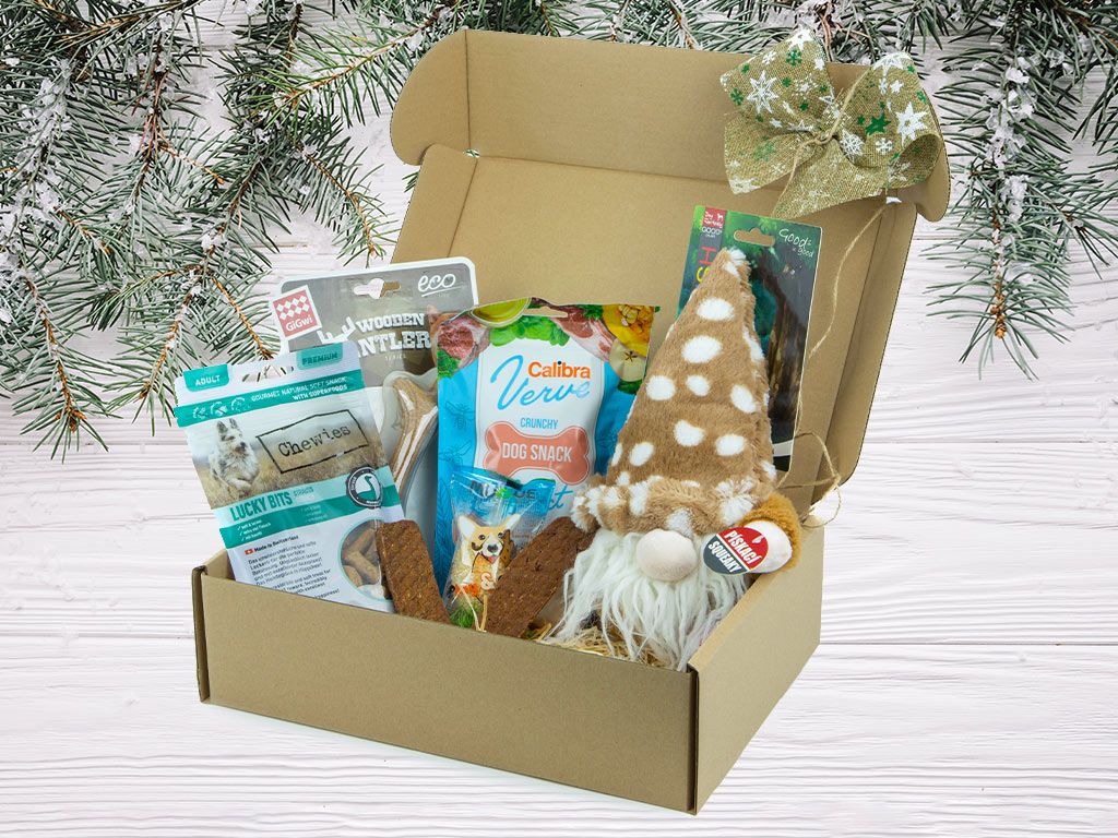 HafHaf-shop Dárek k Vánocům pro psy – dárkový BOX „SKŘÍTEK“