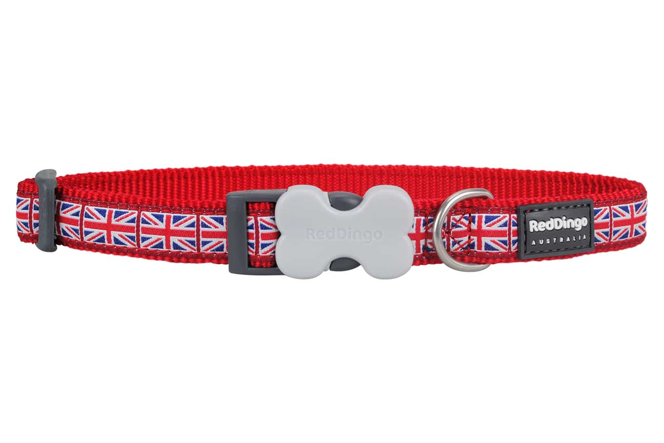 RED DINGO Obojek Červený Union Jack Flag Velikost: 25