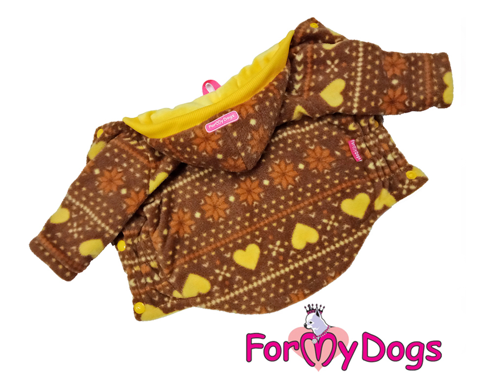 FOR MY DOGS Obleček pro psy i fenky – zimní bunda FLEECE HEART BROWN Velikost: 18/XL