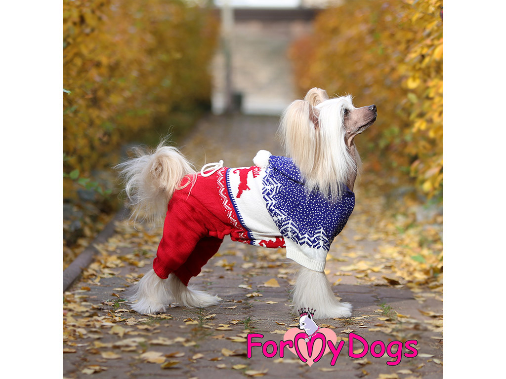 FOR MY DOGS Pletený obleček pro psy i fenky RED REINDEER Velikost: 10/XS–12/S