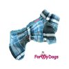 Jednovrstvý plyšový overal pro psy FMD BLUE GREY CHECKERED