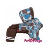 Zateplený zimní overal pro psy – BROWN PATCHWORK 4
