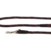 Provazové vodítko pro psy ROSEWOOD Rope Twist z pevného nylonu. Vodítko má kruhový průřez a je opatřené pevnou pochromovanou karabinou. Délka 1,55 m, barva tm. hnědá (2).