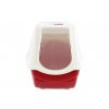 Krytá toaleta – WC pro kočky z pevného omyvatelného plastu. WC je dostatečně velké i pro dospělé kočky, barva červená, pohled 2.