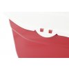Krytá toaleta – WC pro kočky z pevného omyvatelného plastu. WC je dostatečně velké i pro dospělé kočky, barva červená, detail 2.