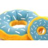 Hračka pro psy – plyšový donut. Příjemný hebký materiál, výběr velikostí, barva modrá/žlutá. (2)