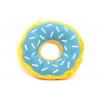 Hračka pro psy – plyšový donut. Příjemný hebký materiál, výběr velikostí, barva modrá/žlutá. (3)