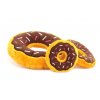 Oblíbená hračka pro psy – plyšový donut. Příjemný hebký materiál, výběr velikostí, barva hnědá/žlutá.