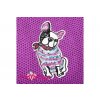 Obleček pro psy i fenky – stylový a teplý svetr PURPLE FRENCHIE od ForMyDogs. Materiál 100% akryl, zdobený aplikací s francouzským buldočkem. Barva fialová. (2)