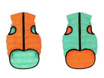 Teplá vesta pro psa AiryVest LUMI svítící ve tmě oranzovo mentolová