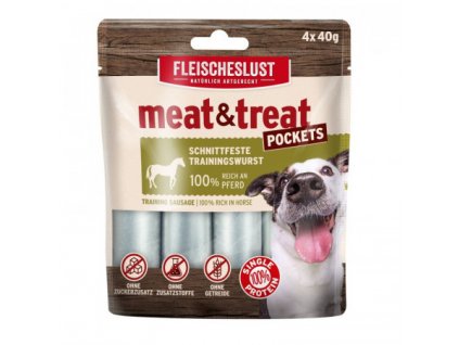 Odmeny pro psy ve tvaru salámu Meat & trEAT 100% kůň 4x40g