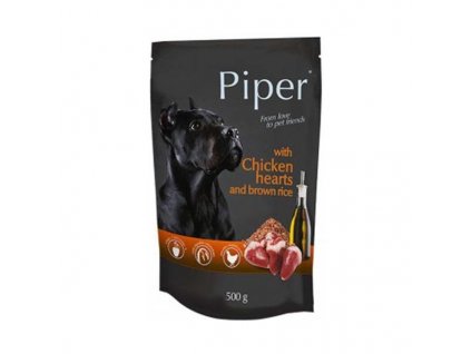 Kapsička Piper Platinum kuřecí srdíčka s hnědou rýží 500g