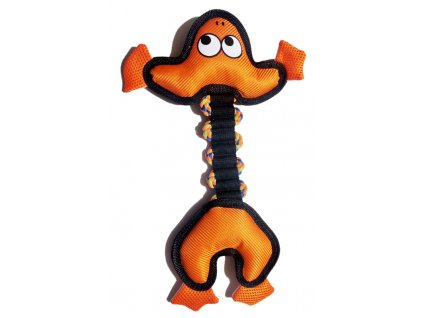 Nylonová pískací hračka pro psa žába oranžová 40cm