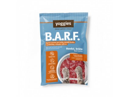 1355 250 g yoggies b a r f hovezi a kruti komplet s brusinkami a konopnym olejem s probiotiky a kloubni vyzivou