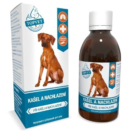 Kašeľ a prechladnutie pre psov TOPVET 200ml sirup