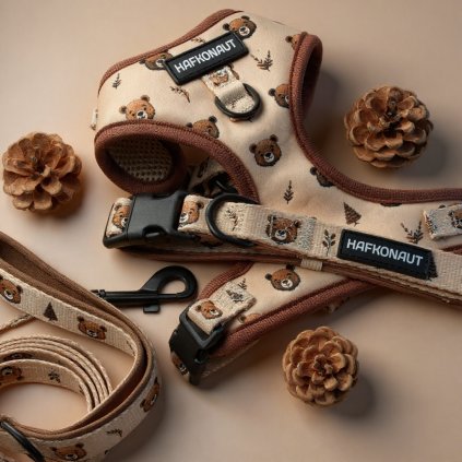 Mlsný Macko Set postroj pre psa, vodítko a obojok