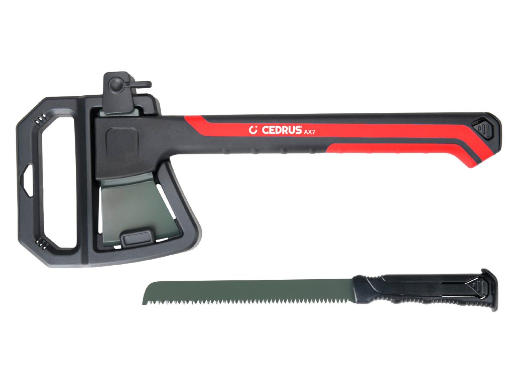 Tesařská sekera s pilou v sadě Hahn & Sohn Cedrus AX7+